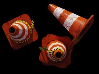 Lowpoly Traffic Cones Low-poly 3D model