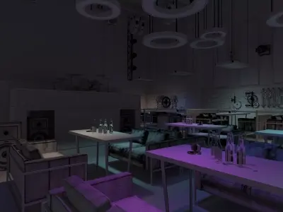 Restaurant Cafe Bar Pub Scene Render Ready 3D model