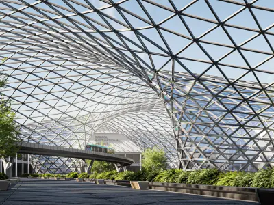 Airport Terminal With Parametric Roof  3D model