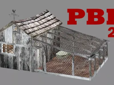 Chicken Coop With Cage Low Poly 3D Model Low-poly 3D model