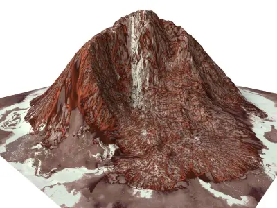 Red Snow ICE Mountain Canyon Desert Low Poly Terrain Rock 4 Low-poly 3D model