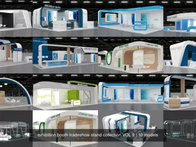 exhibition booth tradeshow stand collection VOL 9 3D Model Pack
