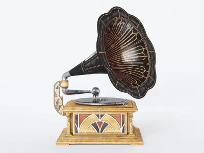 Gramophone Art Deco Low-poly 3D model