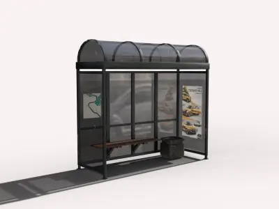 Bus Stop - Pack Low-poly 3D model