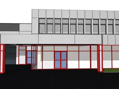 Modern Industrial Hall Front  Frames and Composite Facade 3D model