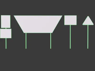 Sign boards Collection 1 Low-poly 3D model