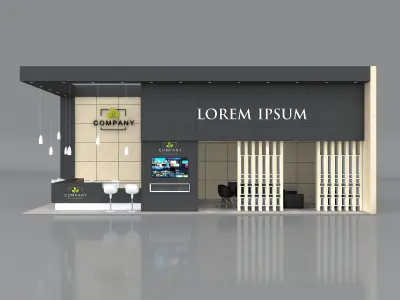 Exhibition Booth Stand Stall 12x5m Height 500 cm 2 Side Open 3D model
