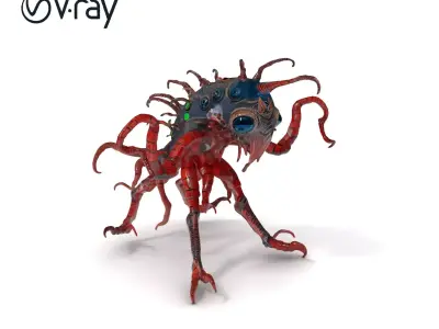 Alien Creature Model Pack with Tentacles and Eyes Low-poly 3D model