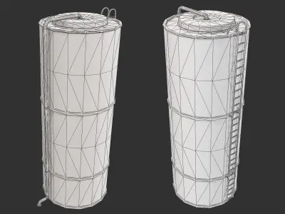 Silo metal pipe with ladder Low-poly 3D model