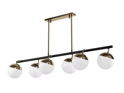 ANVIK five light chandelier with brass and globes 3D model