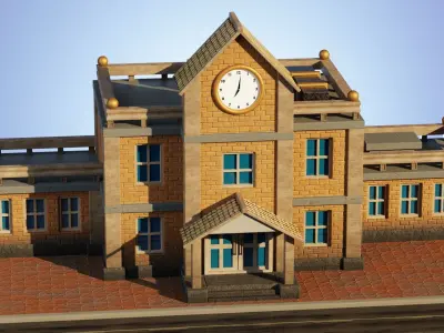 School Building Low-poly 3D model get