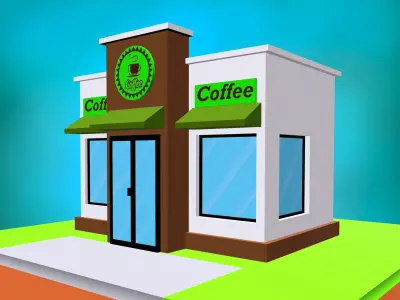 Coffee shop  Low-poly 3D model