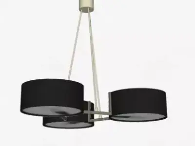Bruno Gatta Black Metal and Opaline Glass Chandelier  3D model