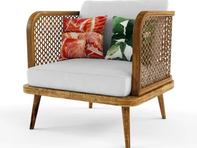 Wooden Rattan Furniture Collection modul4 3D Model Pack