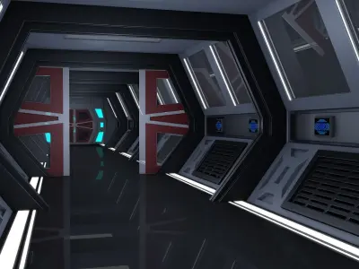 Sci Fi Corridor 3D model 16