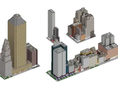 City Downtown Skyscraper Low-poly 3D model