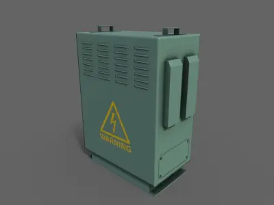 PBR Electric Box Green V3 Low-poly 3D model