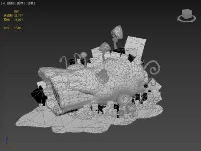 Stylish moss logs Low-poly 3D model