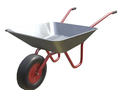 Game-ready Wheelbarrow Clean - Unity - HDRP - UE4 Low-poly 3D model