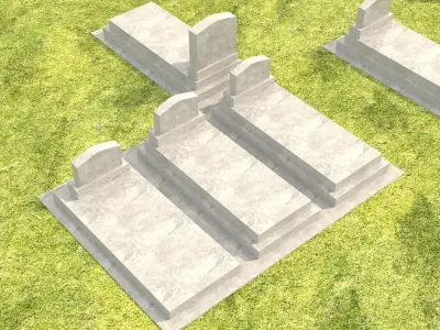 Gravestone gravestones on grassy field 3D model