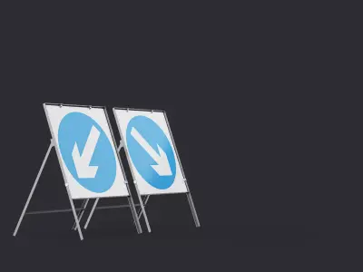 Keep Left Right Square Road Sings 3D Model Pack