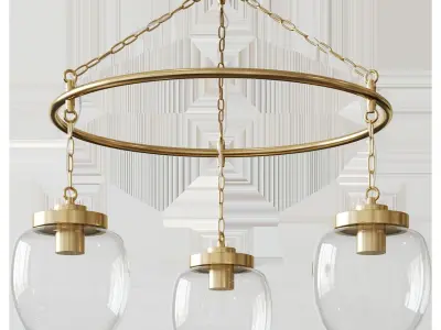 OTERSKEN Pendant lamp with 3 lights clear glass 3D model