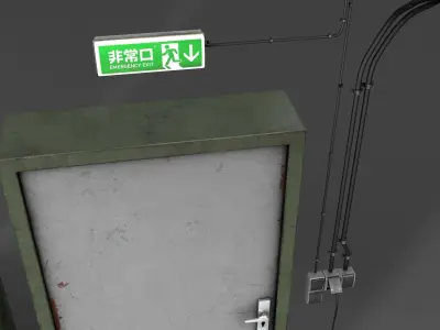 Door Switch and Exit-Sign Low-poly 3D model