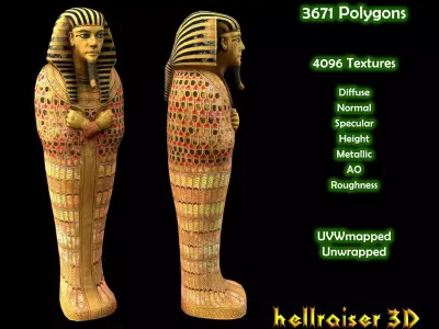 Egyptian Sarcophagus - PBR - Textured Low-poly 3D model