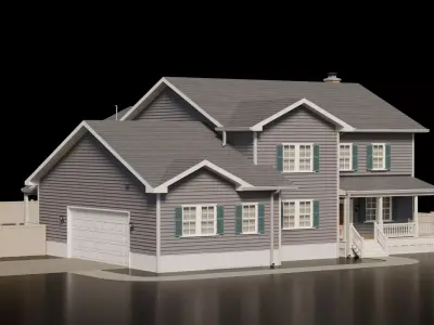 American Cottage House 5 Low-poly 3D model