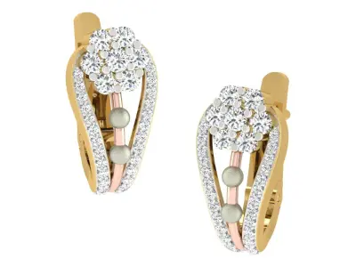 Light Weight Yellow Gold Diamond Earring EZ BI-62 3D print model