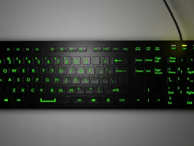 keyboard computer with neon lights Free low-poly 3D model