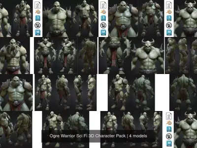 Ogre Warrior Sci Fi 3D Character Pack