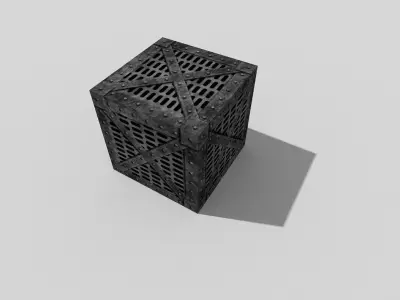 low poly metal crate Low-poly 3D model