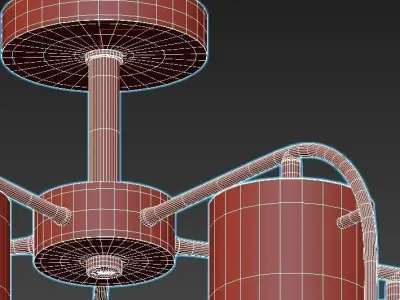 escada-671-5p five light brass ceiling fixture with clear gla... 3D model