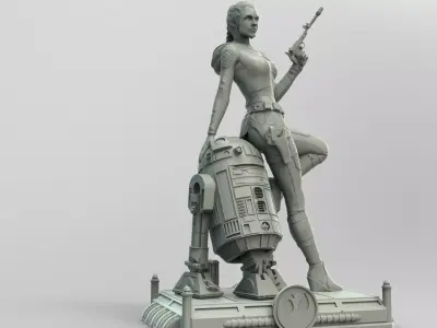 Princess Leia and R2D2 3D print model