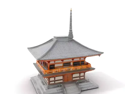 Traditional Pagoda model pack Low-poly 3D model