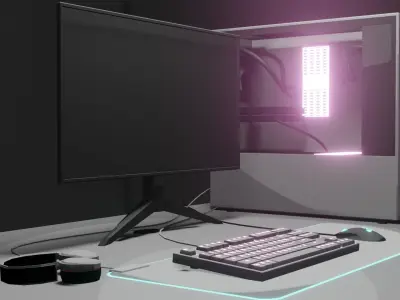 Toon Shaded Pc Desk  3D model