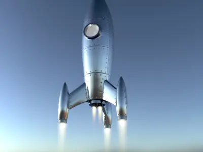 Retro Toy Rocket Low-poly 3D model