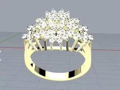 Floral Gold Ring and Earrings Jewelry Set 3D print model