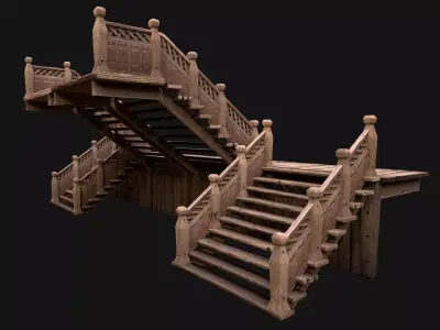 Medieval Staircase Stairwell Low-poly 3D model