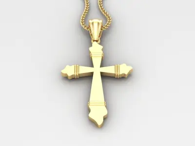 Light Gold 18K Cross Pendant 2CP074 3D print model