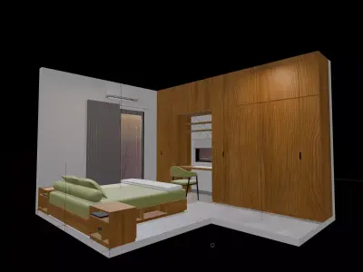 Isometric Master Bedroom Interior 3D model