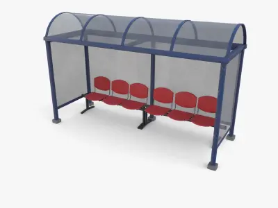 Bus stop V2 Low-poly 3D model