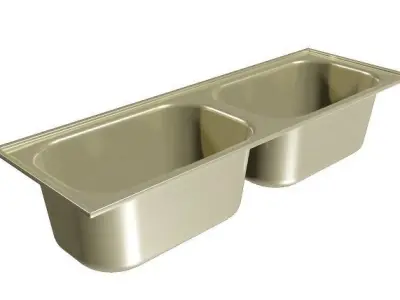Brass Double Kitchen Sink Low-poly 3D model