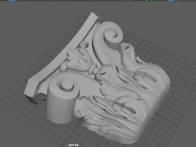 pilaster golden ornate column 3D model