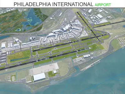 Philadelphia International Airport 10km Low-poly 3D model