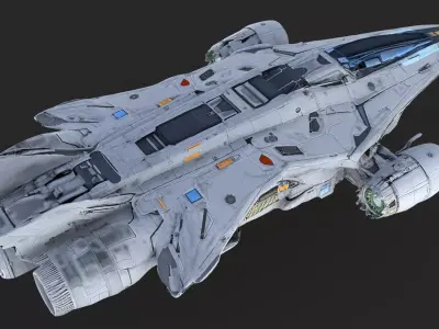 Futuristic Spaceship  Low-poly 3D model