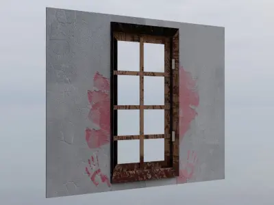 Eerie Realism Pack Blood-Stained Window Concrete Wall 3D Models Low-poly 3D model