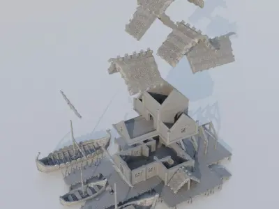 Small Viking Port Tabletop Terrain 28 mm 3D print model