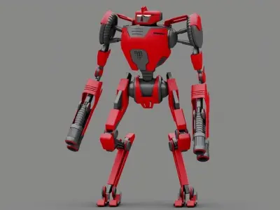 Combat Android rigged- animated character 3D model